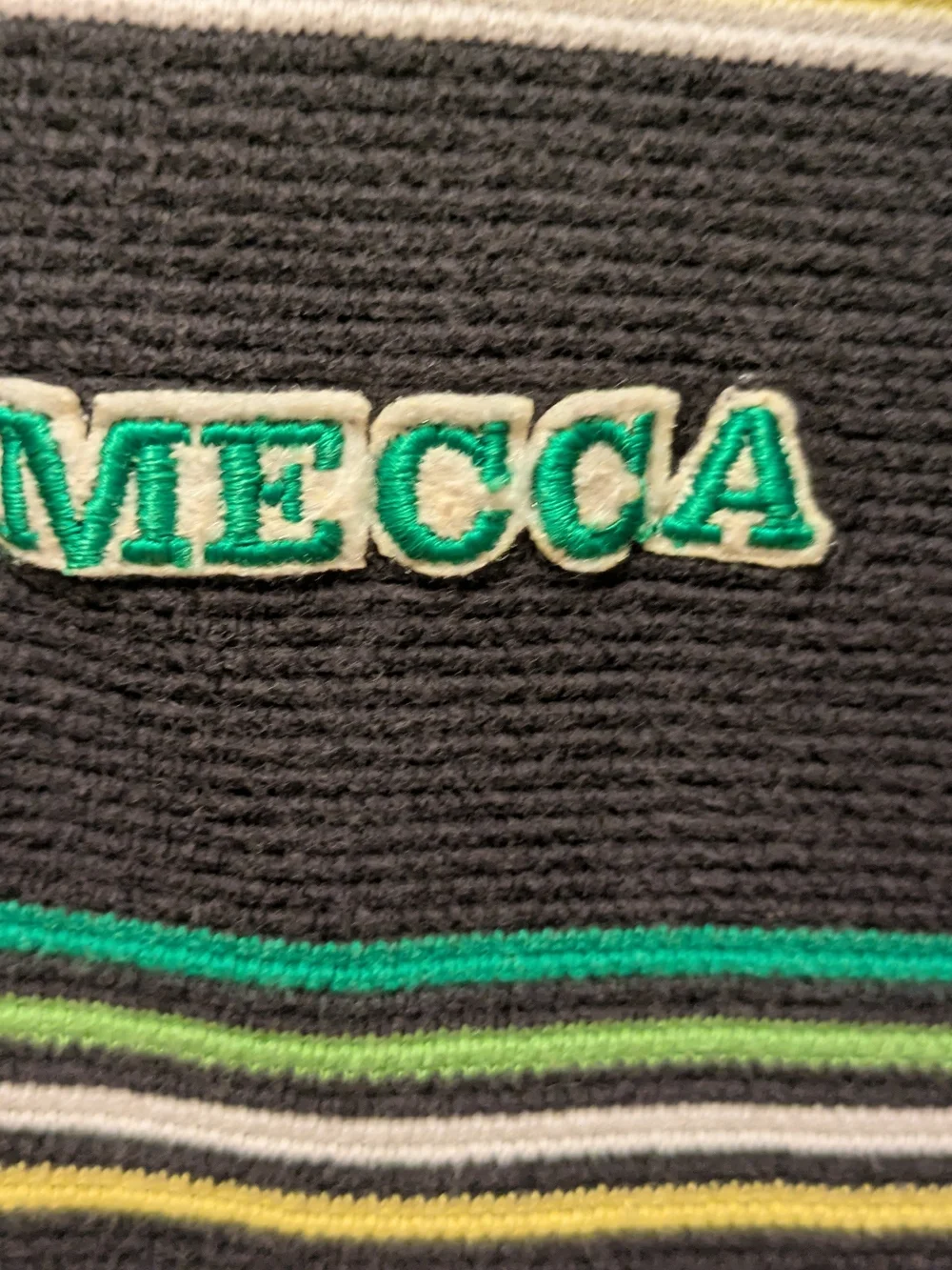 Vintage MECCA Green and Black Striped Men's Polo Shirt Size XXL